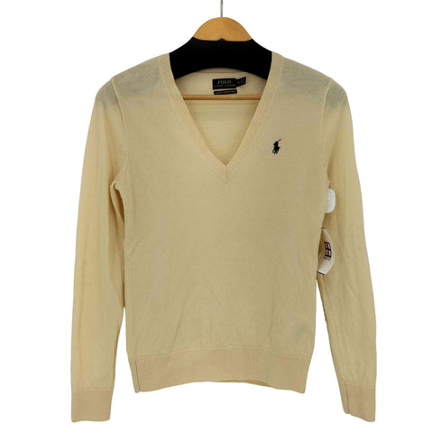 ポロラルフローレン POLO RALPH LAUREN WASHABLE MERINO WOOL ポニー刺繍 Vネック ニット レディース import:M