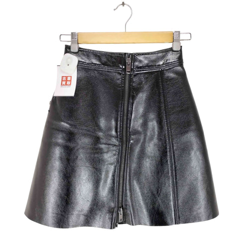 ディーゼル DIESEL L-DARICE SKIRT エナメルフェイクレザー ジップアップ カットオフ スカート レディース US:25