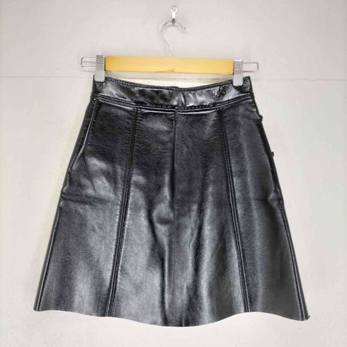 ディーゼル DIESEL L-DARICE SKIRT エナメルフェイクレザー ジップアップ カットオフ スカート レディース US:25