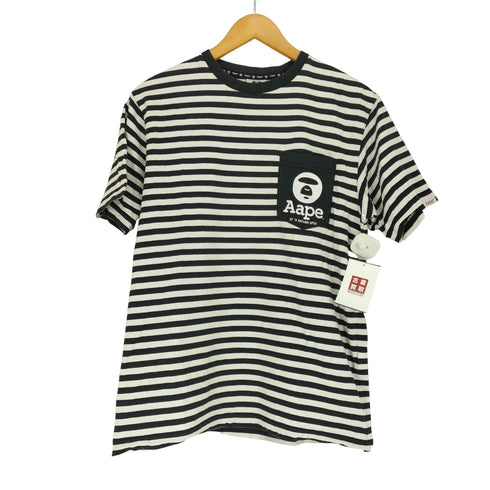 エーエイプバイアベイシングエイプ AAPE BY A BATHING APE プリントボーダーポケットTシャツ メンズ M