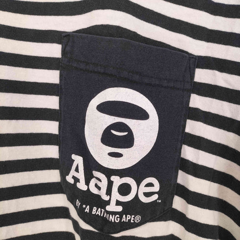 エーエイプバイアベイシングエイプ AAPE BY A BATHING APE プリントボーダーポケットTシャツ メンズ M