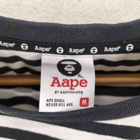 エーエイプバイアベイシングエイプ AAPE BY A BATHING APE プリントボーダーポケットTシャツ メンズ M