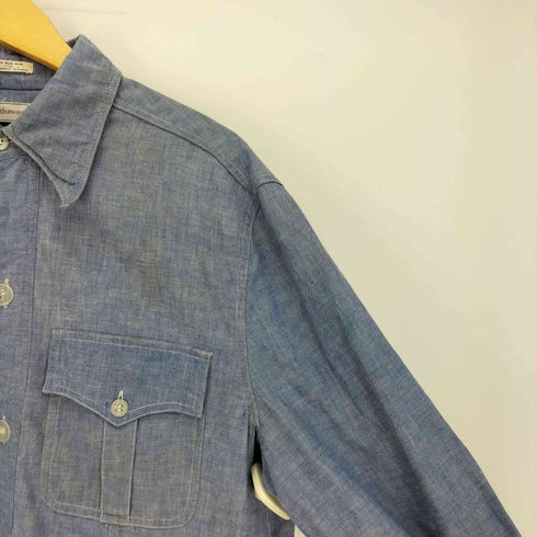 70S HATHAWAY デカ襟 フラップポケット ウエストベルト シャツ ジャケット メンズ import:L