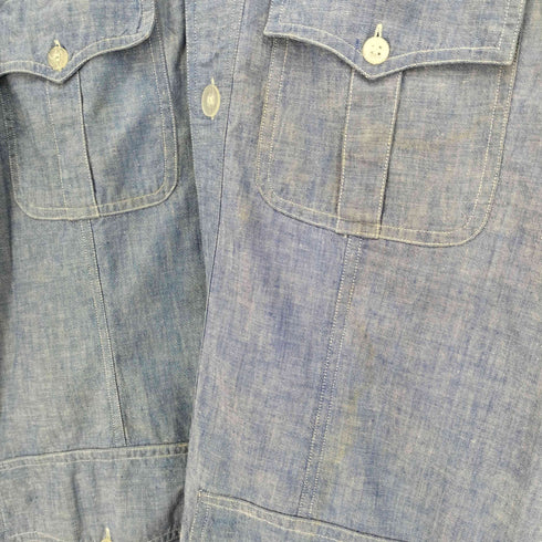 70S HATHAWAY デカ襟 フラップポケット ウエストベルト シャツ ジャケット メンズ import:L