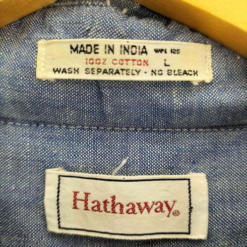 70S HATHAWAY デカ襟 フラップポケット ウエストベルト シャツ ジャケット メンズ import:L