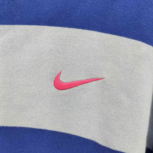 ナイキ NIKE ワンポイントスウッシュ刺繍 ボーダー柄 クルーネックスウェット トレーナー メンズ XXL
