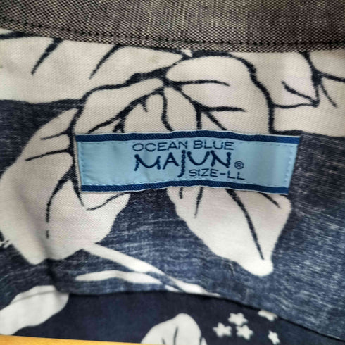 MAJUN 花 リーフ ボタンダウン ハワイアンシャツ メンズ JPN:XL