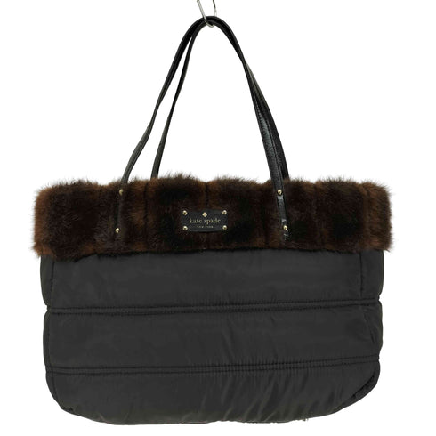ケイトスペードニューヨーク kate spade NEW YORK キルティング ナイロン エナメル フェイクファー トート バッグ レディース