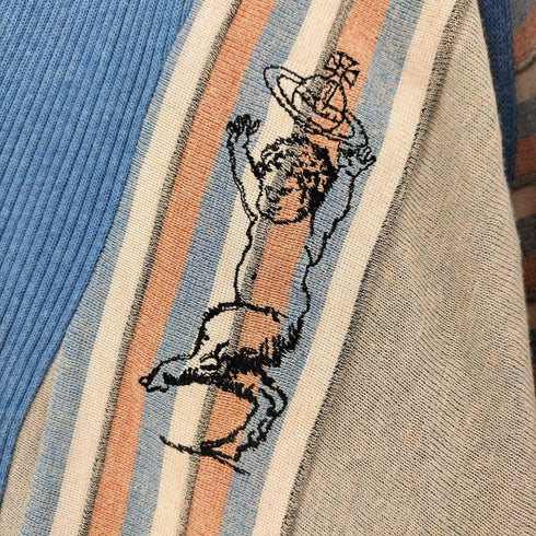 ヴィヴィアンウエストウッドロンドン Vivienne Westwood LONDON 00S イタリア製 ロゴ刺繍 ストライプ デザイン カーディガン ライカ期 メンズ import:S