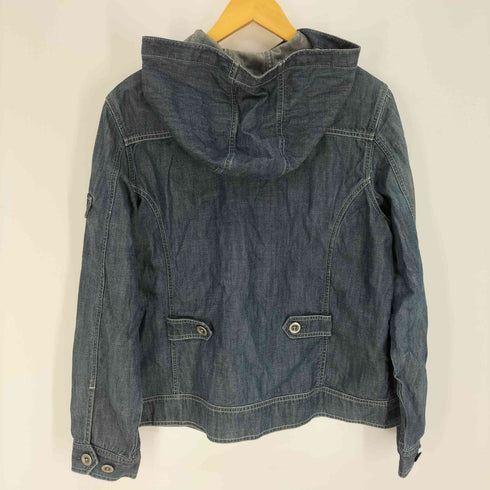 エディーバウアー Eddie Bauer 袖ポケット ステッチデザイン フーデッド スタンドネック デニム ジャケット メンズ import:L