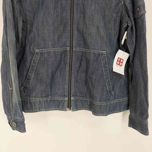 エディーバウアー Eddie Bauer 袖ポケット ステッチデザイン フーデッド スタンドネック デニム ジャケット メンズ import:L