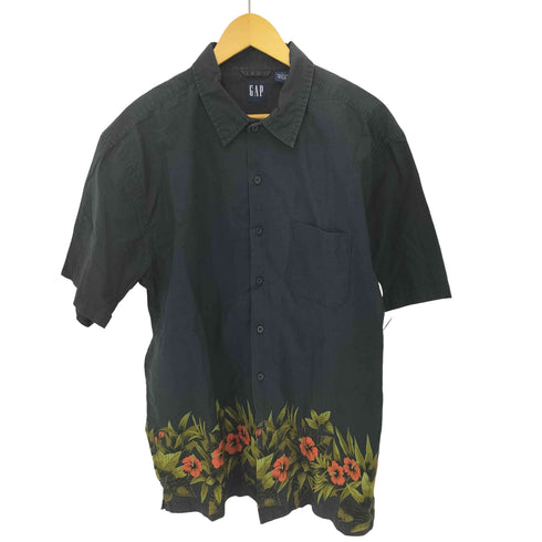 ギャップ Gap OLD オールド ハイビスカスデザイン 半袖シャツ メンズ L