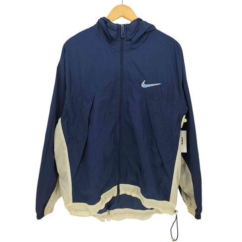 ナイキ NIKE 90S 白タグ スウッシュ 刺繍 ナイロン ジップアップ シェルジャケット メンズ import:M