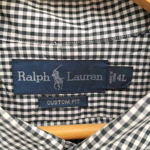 ラルフローレン RALPH LAUREN CUSTOM FIT ポニー刺繍 ギンガムチェック 半袖ボタンダウンシャツ ビッグサイズ メンズ 4L