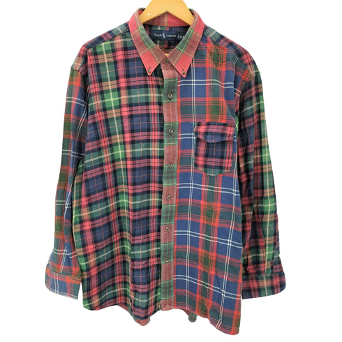 ラルフローレン RALPH LAUREN 90-00S ポニー無し マチ付き ボタンダウンシャツ ビッグサイズ タータンチェック メンズ XXXL