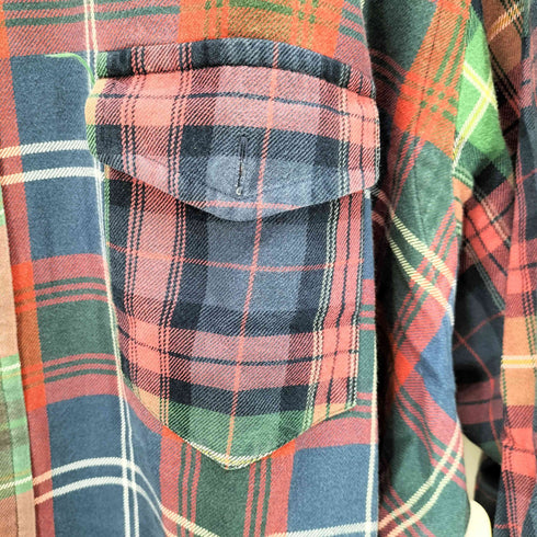 ラルフローレン RALPH LAUREN 90-00S ポニー無し マチ付き ボタンダウンシャツ ビッグサイズ タータンチェック メンズ XXXL