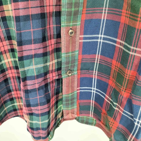 ラルフローレン RALPH LAUREN 90-00S ポニー無し マチ付き ボタンダウンシャツ ビッグサイズ タータンチェック メンズ XXXL