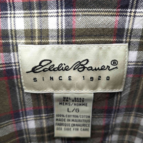 エディーバウアー Eddie Bauer 90s 白タグ チェック柄 BD長袖シャツ メンズ L
