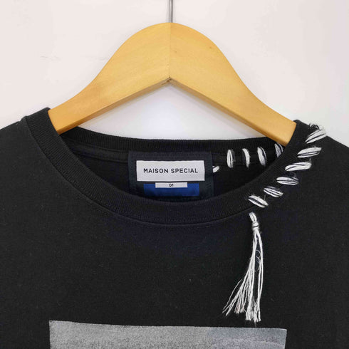 メゾンスペシャル MAISON SPECIAL HAND-PRINTED OVERSIZED STITCHED CREW NECK T-SHIRT メンズ JPN:1
