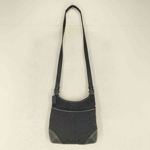 コーチ COACH シグネチャーロゴ レザー×キャンバスショルダーバッグ レディース