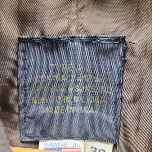 スピワック SPIEWAK leather craft process USA製 A-2 レザーフライトジャケット メンズ US:38