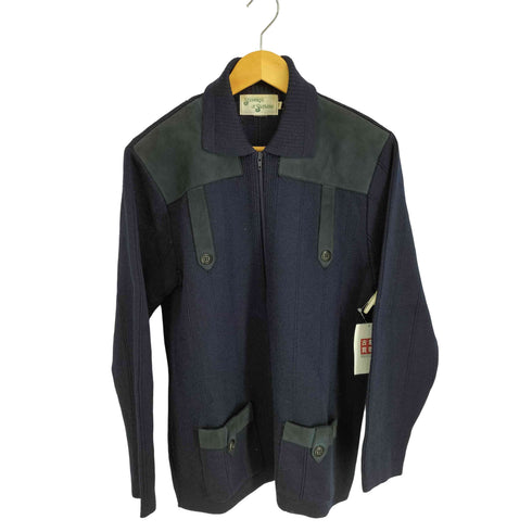 stewarts of scotland uk製 ヌバック切替 ジップアップニット メンズ import:M