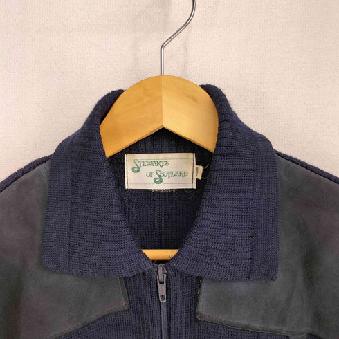 stewarts of scotland uk製 ヌバック切替 ジップアップニット メンズ import:M
