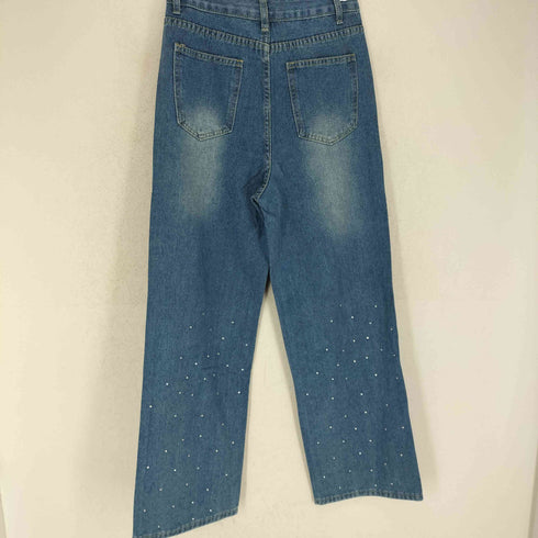 ラインストーンワイドデニムパンツ Y2K レディース M