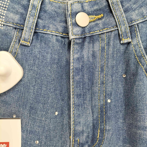 ラインストーンワイドデニムパンツ Y2K レディース M