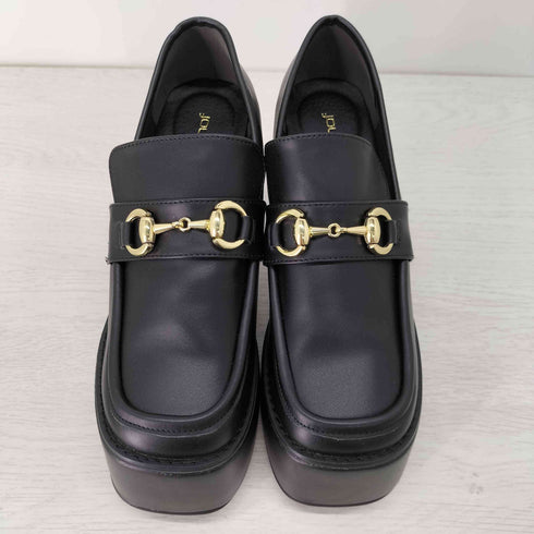 Mafmof 10cmヒールビット付き厚底ローファーパンプス レディース JPN:L