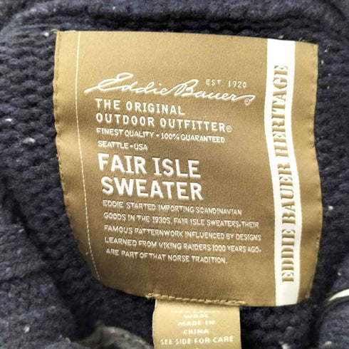 エディーバウアー Eddie Bauer ウール総柄ネップ加工ハーフボタンニット メンズ JPN:S
