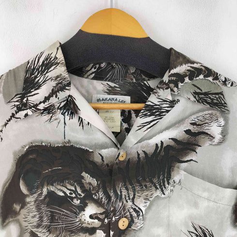 MAKANALEI トラ柄 シルク S/S アロハシャツ メンズ M