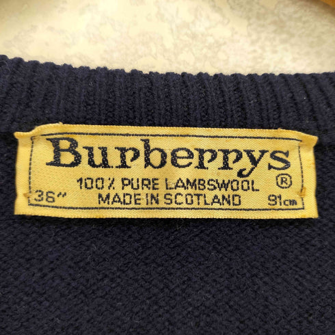 バーバリーズ BURBERRYS スコットランド製 アーガイル柄ホース刺繍Vネックニット メンズ 36
