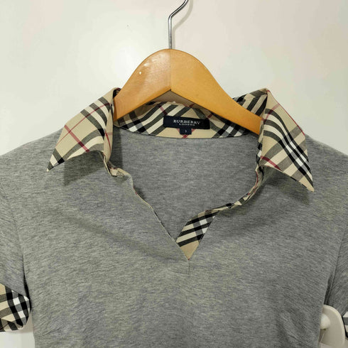 バーバリーロンドン BURBERRY LONDON ノバチェック ロゴ刺繍 スキッパーシャツ レディース JPN:1