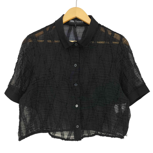 ザラ ZARA セミシアークロップドシャツ レディース USA M
