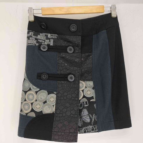 デシグアル Desigual パッチワーク ラップスカート レディース 36