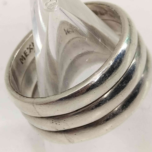 MEXICO silver 925 刻印 メキシコ シルバー ライン リング 3連 メンズ 13号