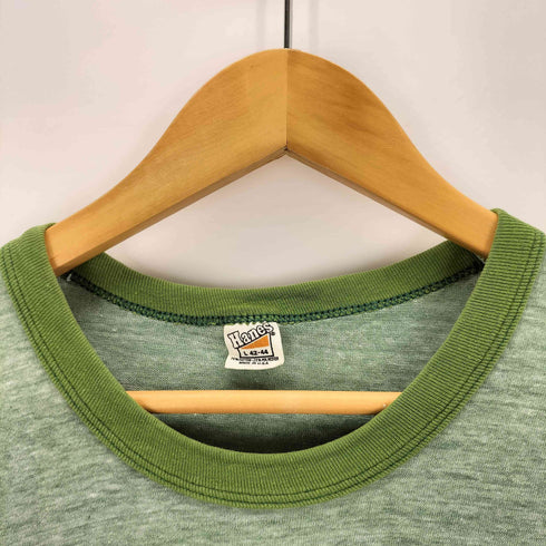 ヘインズ Hanes 70s USA製 プリントリンガーTシャツ メンズ L