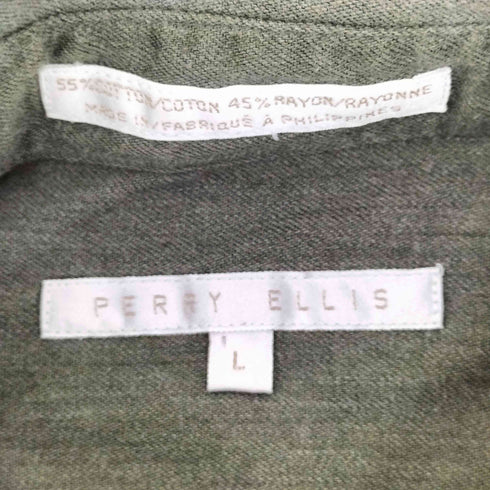 ペリーエリス PERRY ELLIS 90s レーヨン混L/Sポケットシャツ メンズ JPN:L