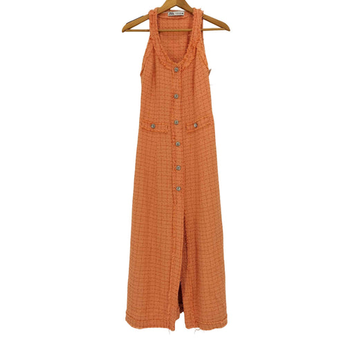 ザラ ZARA ツイード ノースリーブロングワンピース レディース import:M