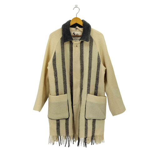 whitely&sons A GOTLAND SHEEP FLEECE ボアカラー フリンジ デザイン ストライプコート domestic メンズ 4