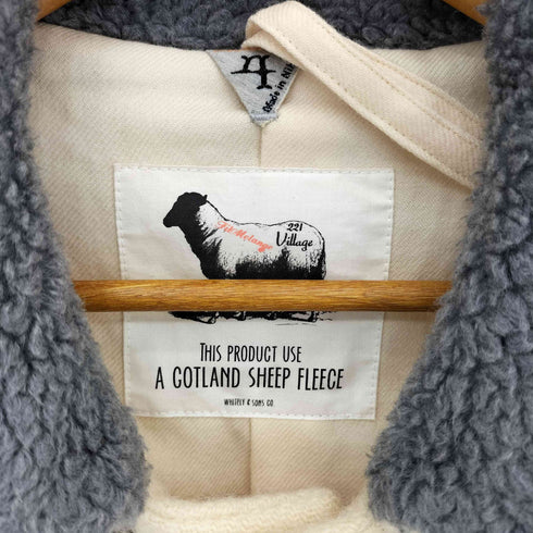 whitely&sons A GOTLAND SHEEP FLEECE ボアカラー フリンジ デザイン ストライプコート domestic メンズ 4