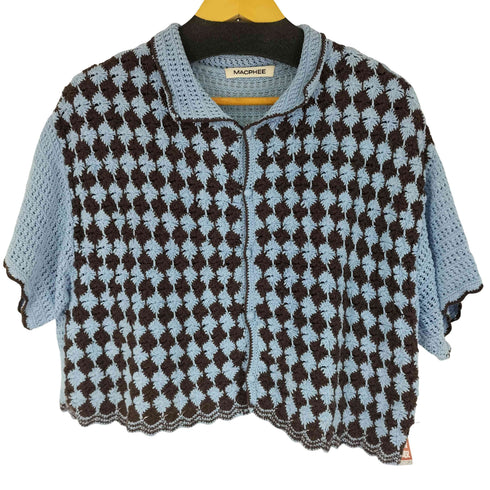 マカフィー MACPHEE クロシェットコンビ シャツカーディガン レディース S