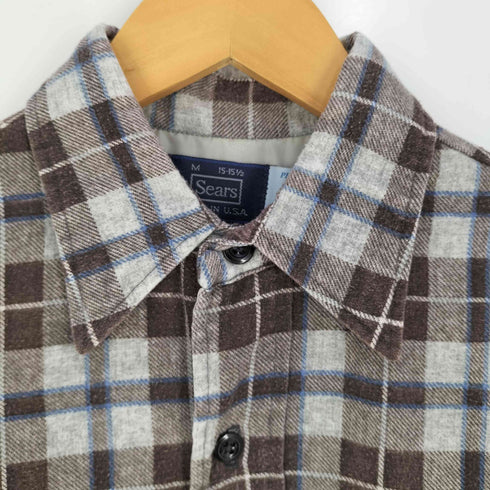 シアーズ Sears 70S USA製 裏地キルティング 中綿 チェックネルシャツ メンズ import:M