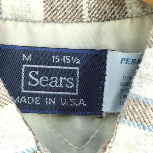 シアーズ Sears 70S USA製 裏地キルティング 中綿 チェックネルシャツ メンズ import:M
