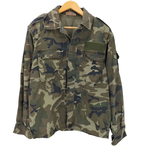 00S スペイン軍 ユーロ ウッドランドカモ 迷彩柄 リップストップ ミリタリー フィールド ジャケット メンズ
