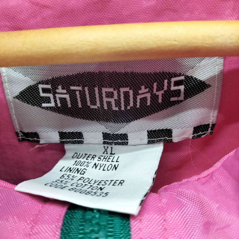 SATURDAYS スイッチング マルチカラー キルティング ナイロン ジップアップ ジャケット メンズ import:XL