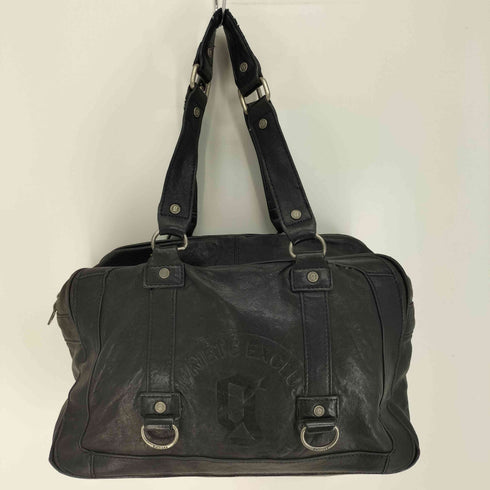 ジョンガリアーノ JOHN GALLIANO 00S イタリア製 gロゴ刻印 メタルプレート Dカン 裏地 ニュースペーパー レザー ハンドバッグ ショルダーバッグ メンズ