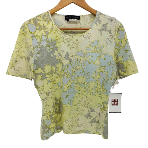 サルヴァトーレフェラガモ Salvatore Ferragamo 花柄 ストレッチ コットン 半袖 カットソー レディース import:M