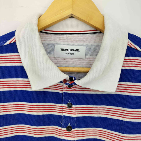 トムブラウン THOM BROWNE トリコロールテープ ボーダーポロシャツ メンズ 0